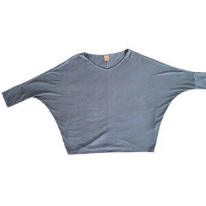 Chicos Women's Size L Blue Dolman Sleeve V-Neck Top Modal Poly Blend Size 2